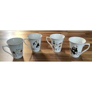 Oneida Chefs to Go Mugs Coffee Mugs Jennifer Garant Set of 4 Riding Bicycle Wine